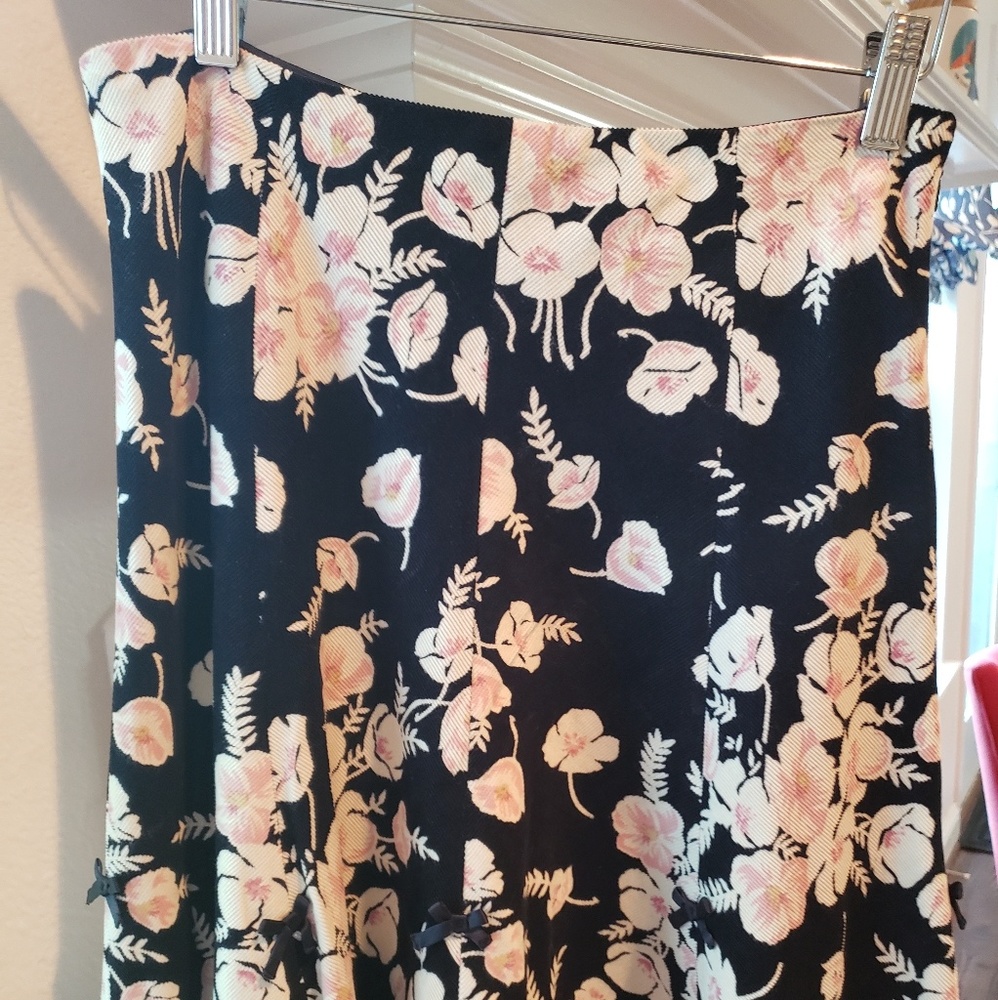 Anthropologie Corduroy Floral Skirt Size 2
